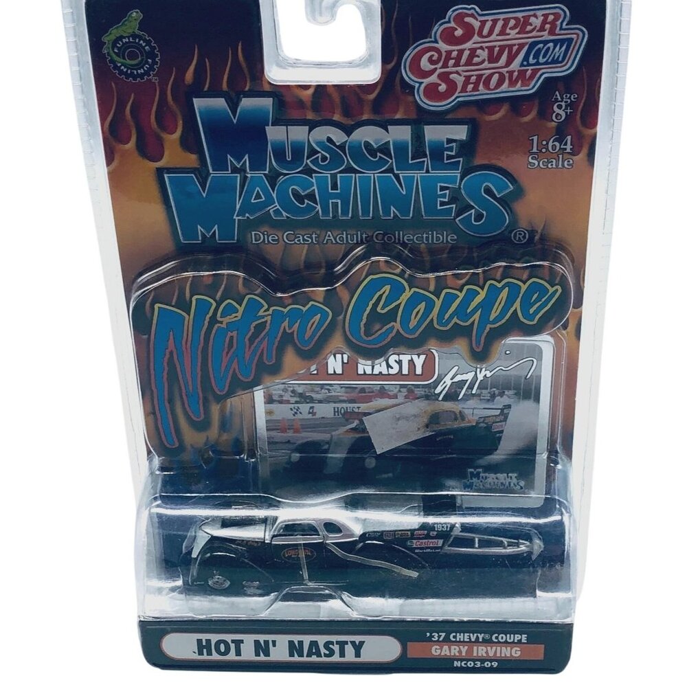 Muscle Machines nitro coupe hot n nasty 37 chevy coupe Gary 1.:64 scale READ NEW